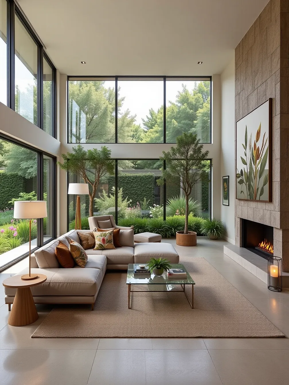 Modern Living Room with Nature Elements