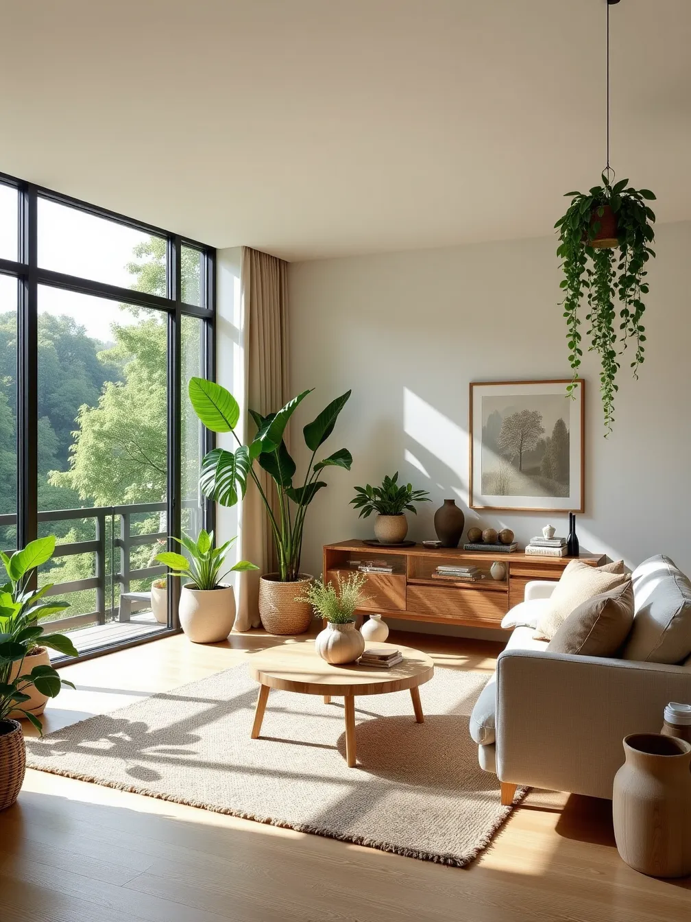 Modern Living Room with Nature Elements